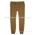 Brown Slim Jogger Pants, Elasticated Contrast Waistband